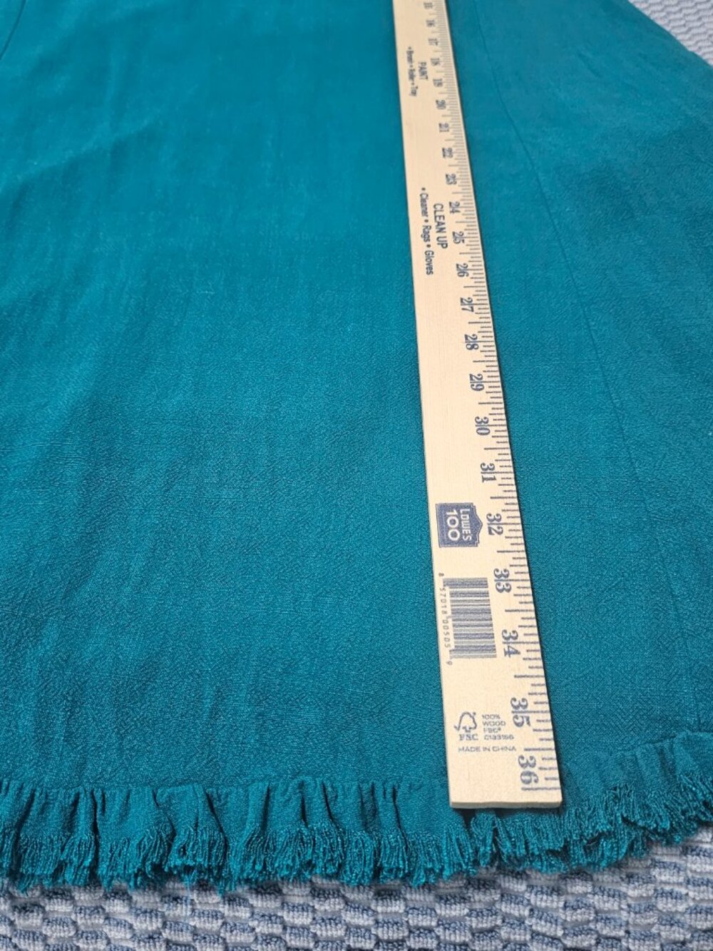 Umgee Teal Fringed Midi Boho Beachy Dress Linen Blend Coastal Women's Size Large - Picture 7 of 7